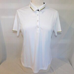 Greg Norman Play Dry Golf Polo Shirt White with Yellow Black Detail Womens M